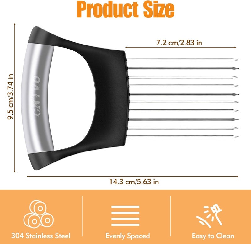 CNTVO Onion Holder for Slicing, Stainless Steel Onion Slicer, Onions Slicer Holder with Protective Cover, Multi-Use Vegetable Chopper for Onions Tomatoes Avocados Potato Eggs Kiwifruit Meat Lemon - Image 5